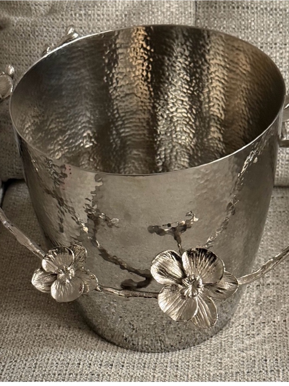 Michael Aram Silver orchid Floral Hammered Metal Vase